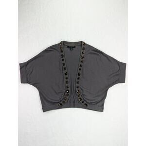 Gray Bejeweled Dolman Short Sleeve Knit Cropped Shrug Large by Banana Republic